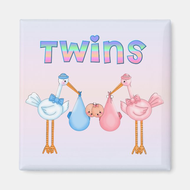 Stork med Twillingar Magnet (Framsidan)