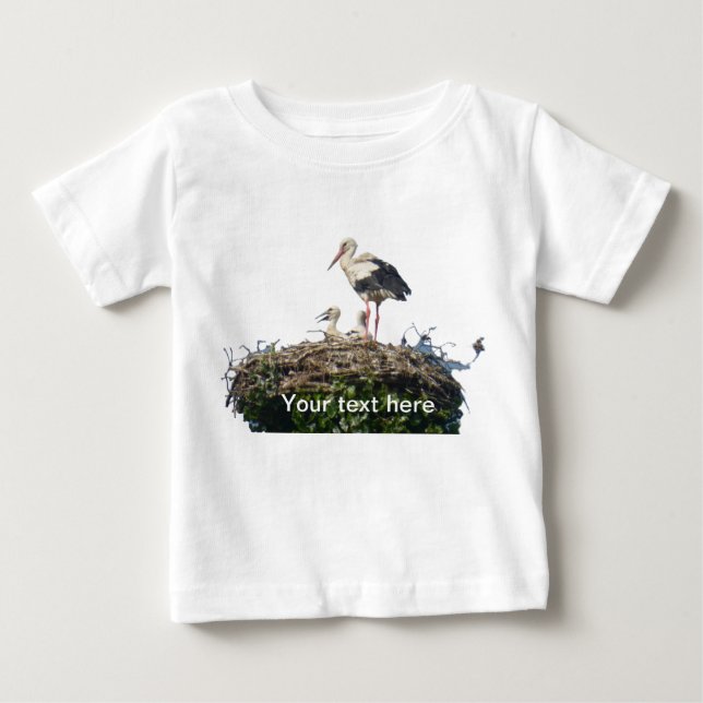 Stork med Young Baby T-Shirt (Framsida)