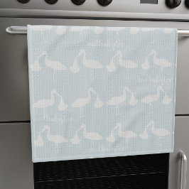 Stork Mönster Personlig Baby blue Kitchen Towel Kökshandduk