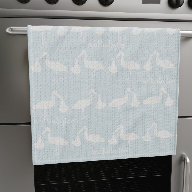 Stork Mönster Personlig Baby blue Kitchen Towel Kökshandduk (Skapare uppladdad)