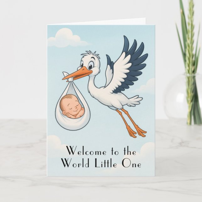 Stork Newborn Baby Card Kort (Framsida)