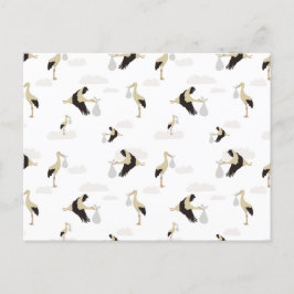 Stork Newborn Pojke Girl Mönster Helg Vykort