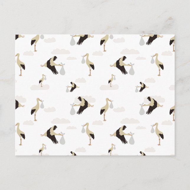 Stork Newborn Pojke Girl Mönster Helg Vykort (Framsida)