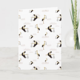 Stork Newborn Pojke Girl Mönster Kort