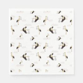 Stork Newborn Pojke Girl Mönster Pappersservett