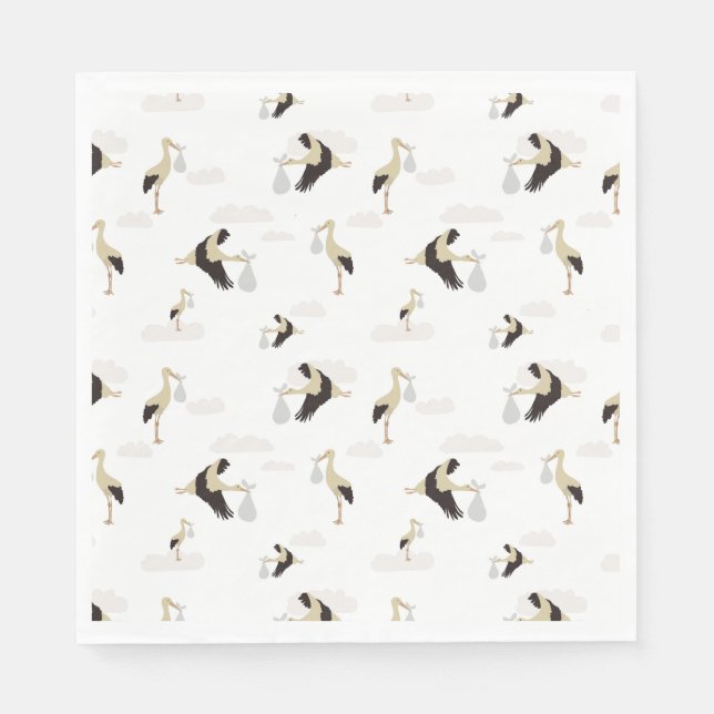 Stork Newborn Pojke Girl Mönster Pappersservett (Framsidan)