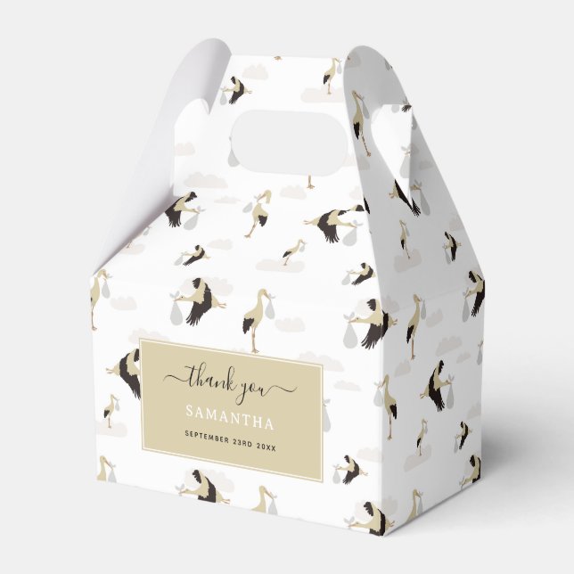 Stork Newborn Pojke Girl Mönster Presentaskar (Framsidan Sidan)