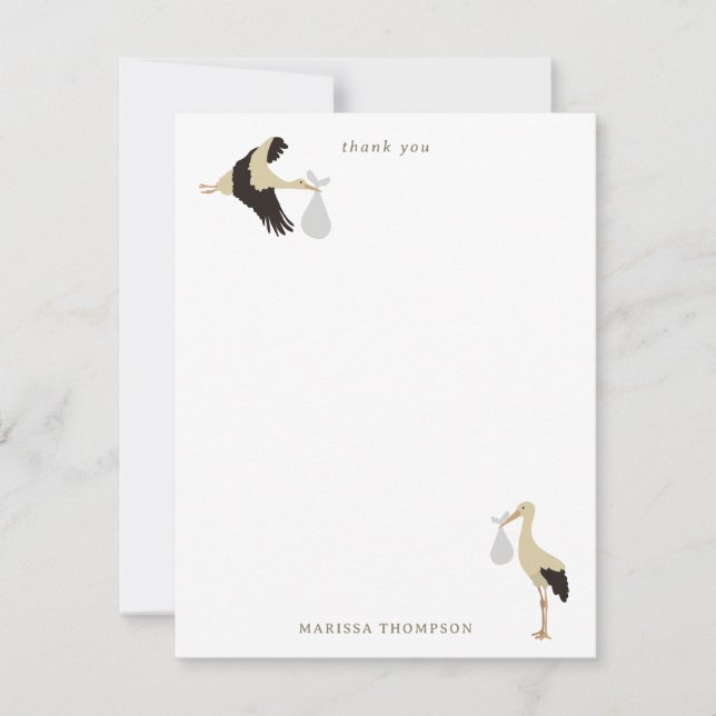 Stork Newborn Pojke Girl Mönster Tack Kort (Framsida)