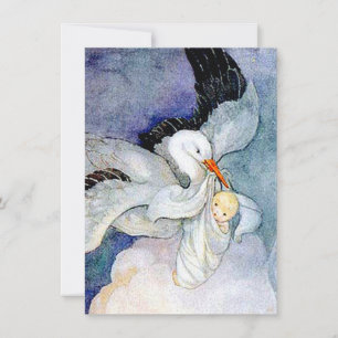 Stork och Baby Anpassade Inbjudningar