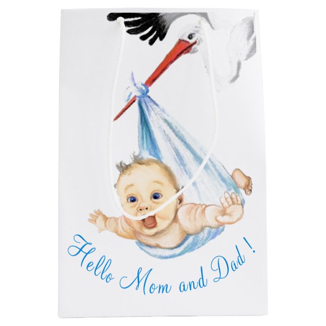 Stork och Baby Funny Gift Bag - Anpassningsbar Tex (Framsidan)