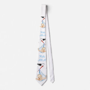 Stork och Baby Funny Neck Tie Text - Hej Mamma Slips