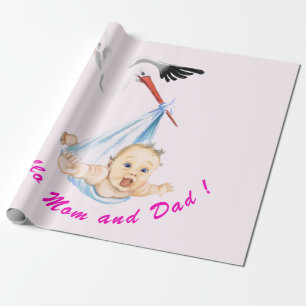 Stork och Baby Funny Wrapping Papper - Anpassnings Presentpapper