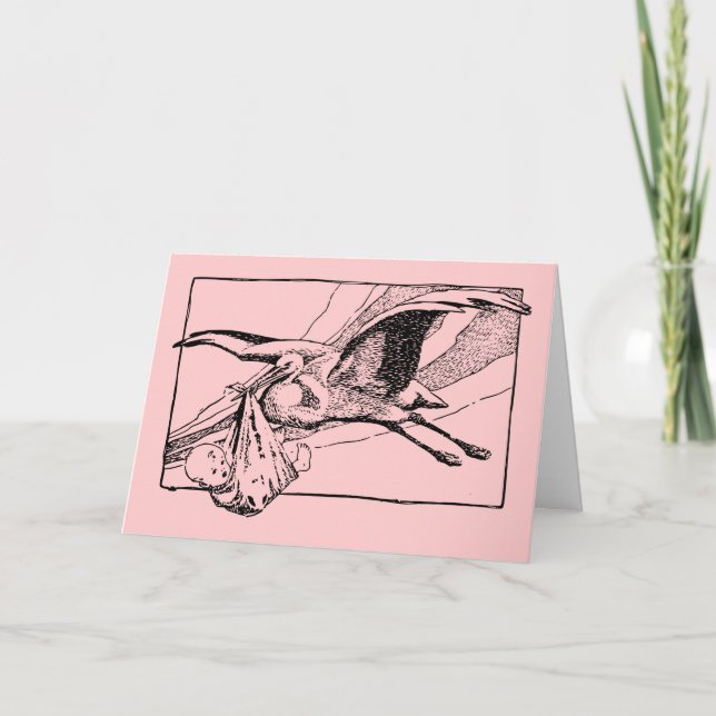 Stork och Baby: Grattisarna Flicka Kort (Framsida)