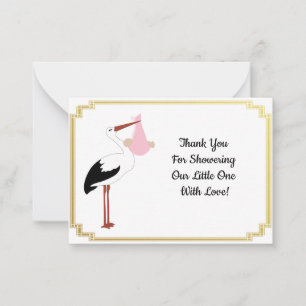 Stork och Baby tackkort Anteckningskort