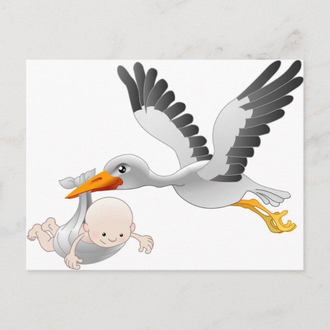 stork och baby vykort (Framsida)