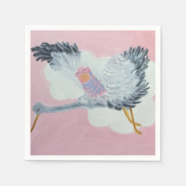Stork och Flicka Cocktail Napkins Pappersservett (Framsidan)