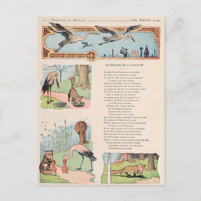 Stork och Fox från Fables Vykort (Framsida)