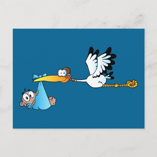 Stork och Pojke mellan Afrika och Amerika Vykort (Framsida)