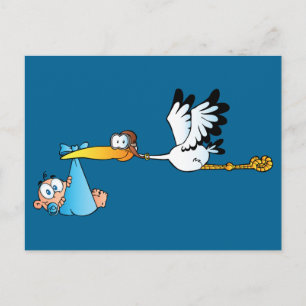Stork och Pojke Vykort