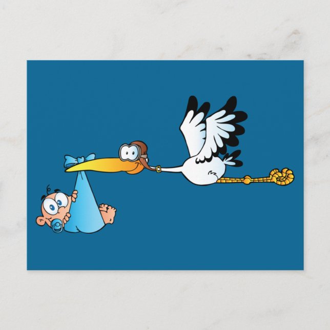 Stork och Pojke Vykort (Framsida)