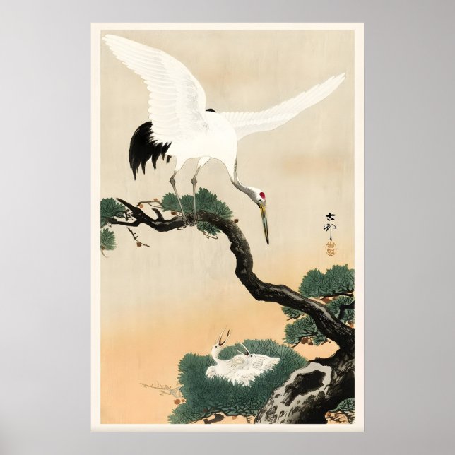 Stork och tall japansk finkonsttryck Hem Poster (Framsidan)
