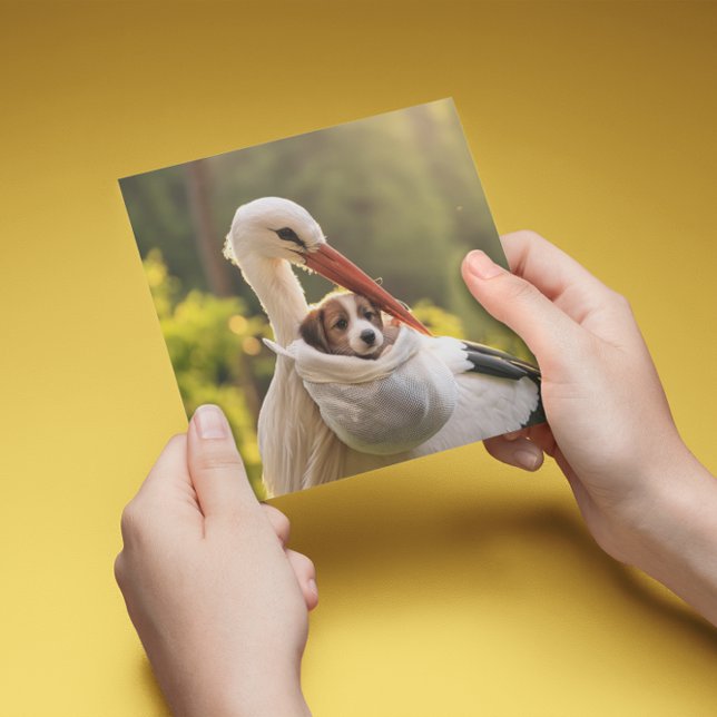 Stork och valp, anpassade julkort (Skapare uppladdad)