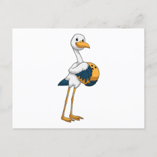 Stork på Bowling med bowlingklot Vykort