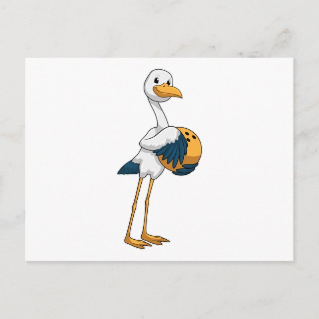 Stork på Bowling med bowlingklot Vykort (Framsida)