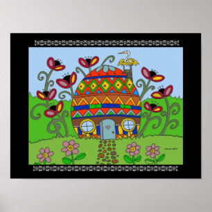 Stork på ett Pysanka House Poster