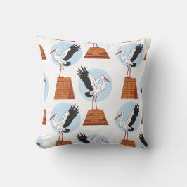 Stork på Rooftop Mönster Kudde