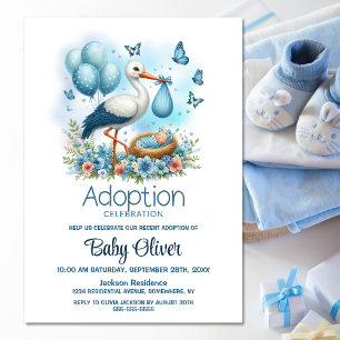 Stork Pojke Adoption Baby Shower Inbjudningar