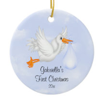 Stork Pojke Baby's First Christmas Ornament