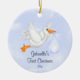 Stork Pojke Baby's First Christmas Ornament