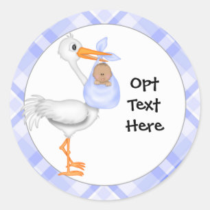 Stork & Pojke med Mörk Skin Stickers Runt Klistermärke