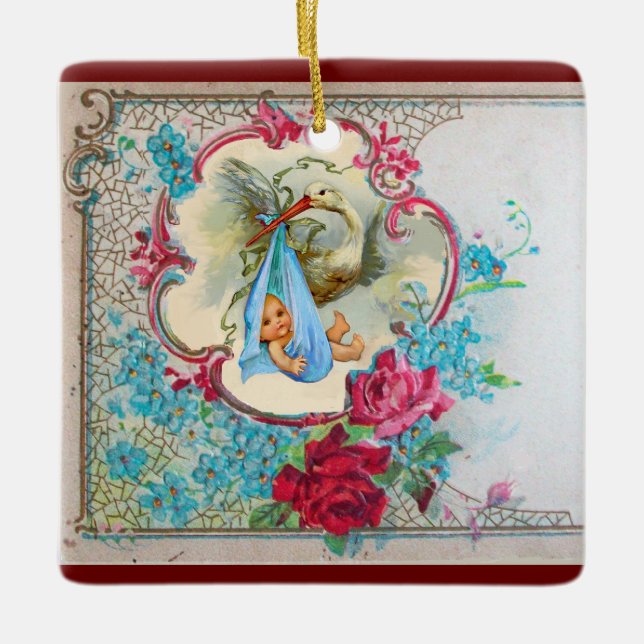 STORK POJKE SHOWER 2 Blue Aquamarine Julgransprydnad Keramik (Framsida)