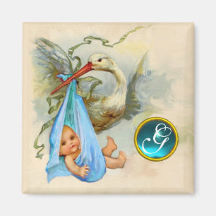 STORK POJKE SHOWER 2 MONOGRAM, turkvas Magnet