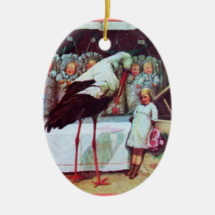 STORK POJKE SHOWER 3 MONOGRAM Red Ruby Julgransprydnad Keramik