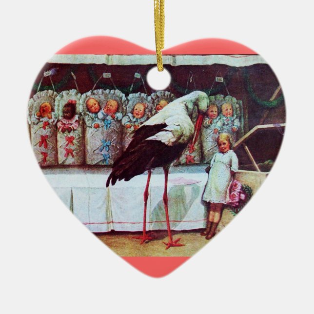 STORK POJKE SHOWER 3 MONOGRAM Red Ruby Julgransprydnad Keramik (Framsidan)