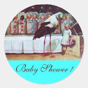 STORK POJKE SHOWER 3-turkvas Runt Klistermärke