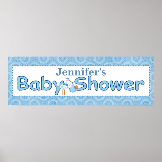 Stork Pojke Shower Banner Poster (Framsidan)