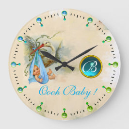 STORK POJKE SHOWER BLUE GEMSTONE MONOGRAM STOR KLOCKA