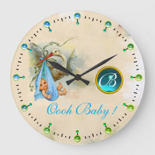 STORK POJKE SHOWER BLUE GEMSTONE MONOGRAM STOR KLOCKA