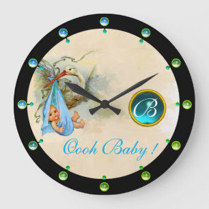 STORK POJKE SHOWER BLUE GEMSTONE MONOGRAM STOR KLOCKA