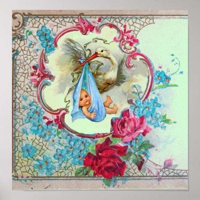 STORK POJKE SHOWER grönt Poster (Framsidan)