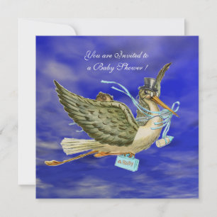 STORK POJKE SHOWER Ice Metallic Inbjudningar