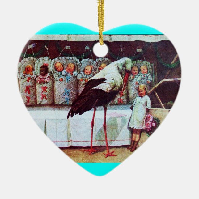 STORK POJKE SHOWER MONOGRAM Blue Aquamarine Julgransprydnad Keramik (Framsidan)