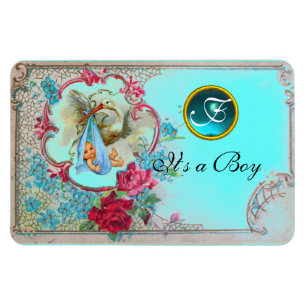 STORK POJKE SHOWER MONOGRAM MAGNET