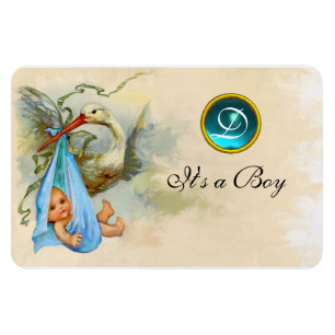 STORK POJKE SHOWER MONOGRAM MAGNET