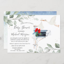 Stork postlåda, babyvy efter e-post inbjudningar