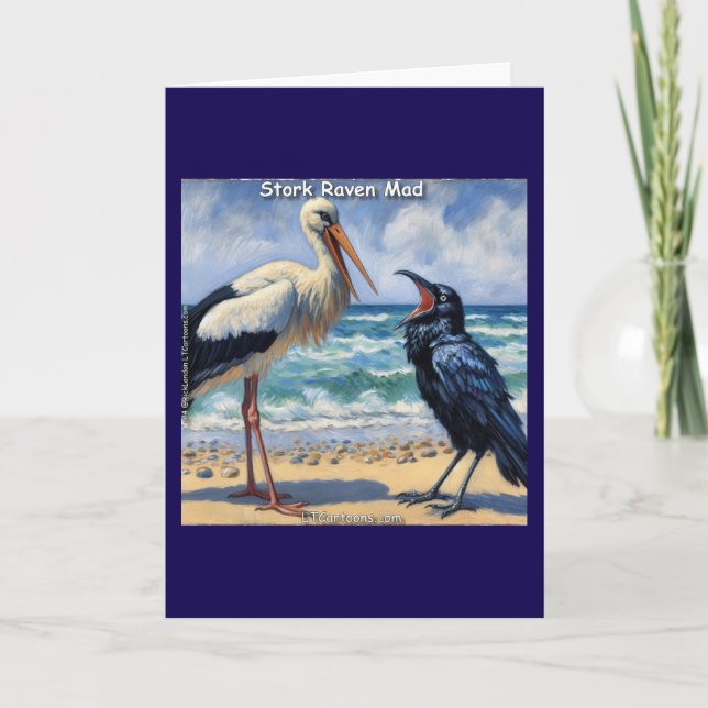 Stork Raven Galen – Strands Fuglars Prat Kort (Framsida)